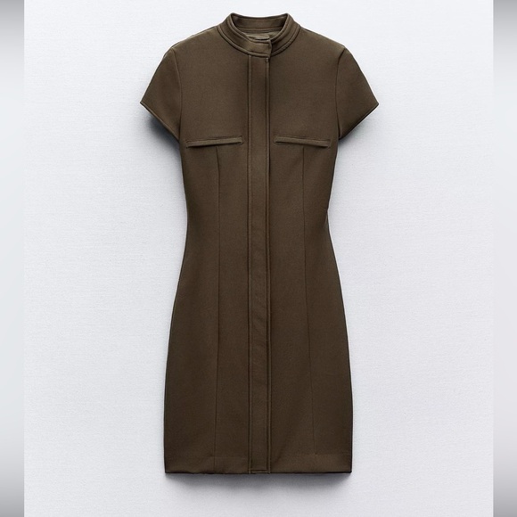 Zara Dresses & Skirts - Zara Pocket Mini Dress-- Dark Khaki
